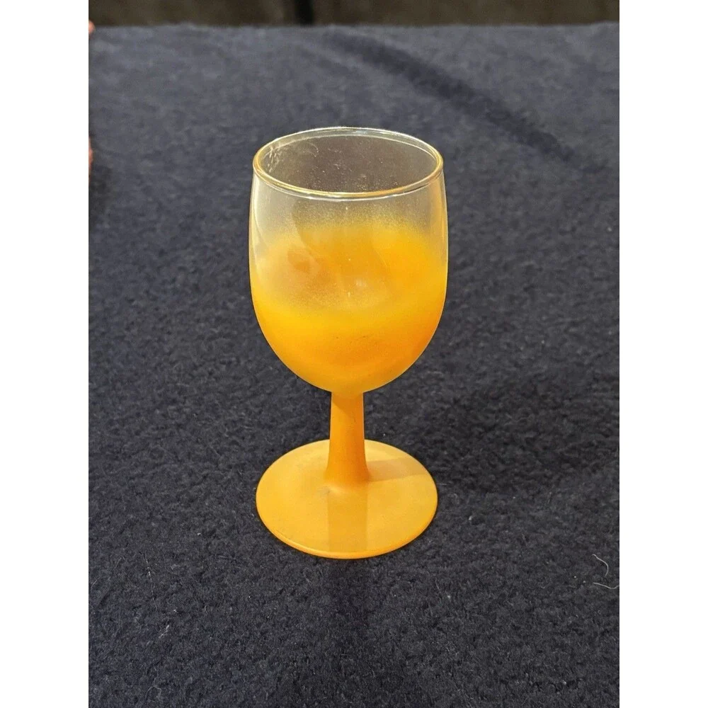 Vintage Blendo Frosted Amber Orange Decanter & 4 Cordial Glasses MCM Bar Set